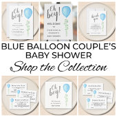 Papier Budget Blue Balloon Couples Baby shower Invitation