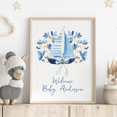 Invitation Baby Shower Bateaux Bleus & Rubans