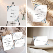 Blauwe Boho Bloemen Trouwtafel Nummers Kaart