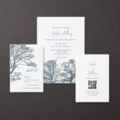 Invitation Mariage Boho d'arbre simple bleu (Personnalisez la collection de ce créateur indépendant.)