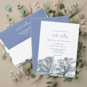 Invitation Mariage Boho d'arbre simple bleu (Personnalisez la collection de ce créateur indépendant. Test)