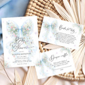 Invitation Blue Bow Baby Sprinkle Floral Baby Shower