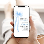 Blue Coquette Bow 1er Anniversaire Invitation