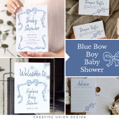 Hand getrokken Bow Boy Baby shower Uitnodiging Kaa