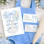 Invitation It's a Boy Blue Bow Floral Baby Shower