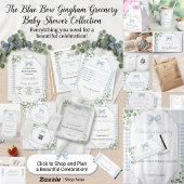 Invitation Fête de bébé garçon au ruban bleu et gingham
