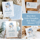 Blue Bow Little Pumpkin Boy Baby shower Bedankt