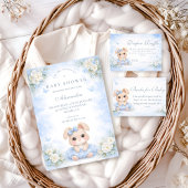 Carte D'accompagnement Blue Bunny Floral Diapper Raffle