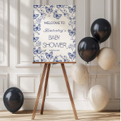 Baby shower Bleu Chinoiserie Papillon Invitation