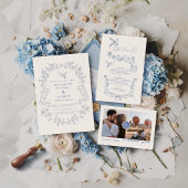 Serviette En Papier Blue Chinoiserie Floral Botanique Mariage