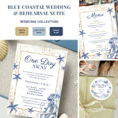 Programme de mariage côtier bleu et or