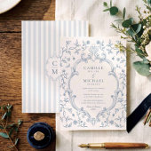 Carte de menu de mariage élégante à rayure de crêt