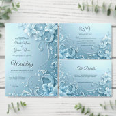 Blue Decorative Floral Save The Date (Personnalisez la collection de ce créateur indépendant.)