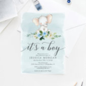 Baby shower virtuel Blue Elephant Invitation