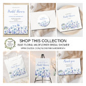 Carte de remerciements plat Fleur sauvage bleu