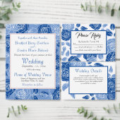 Invitation Bleu Floral Rose élégant Chic Simple Mariage (Personnalisez la collection de ce créateur indépendant.)