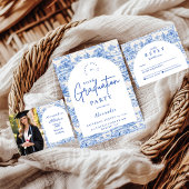 Invitation Blue Floral Toile Graduation Party