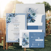 Faire-part de mariage Floral Bleu