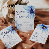 Blue Flower Minimalistische elegante bruiloft Kaart