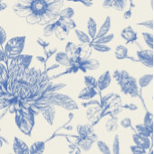 Bleu Riche Toile Florale Français Invitation Flora