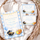 Invitation Blue Gingham Baby Q Baby Shower