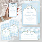 Sticker Rond Bleu cheval à bascule en vichy preppy bébé garçon 