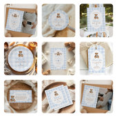 Invitation Blue Gingham Teddy Bear Beary First Birthday