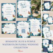 Blue Green Botanical Butterfly Wedding Favor Cadeaulabel