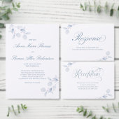 Réponse de mariage avec code QR floral bleu poussi (Personnalisez la collection de ce créateur indépendant.)