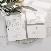 Poster Baby shower Blue Hot Air Balloon Faveurs Signal