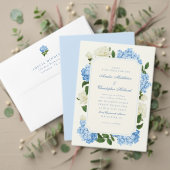Sticker Rond Mariage classique à monogramme avec Hydrangea Bleu (Personnalisez la collection de ce créateur indépendant. Test)