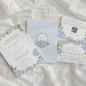 Carte De Remerciements Blue Hydrangea Monogram Crest Customisé Mariage