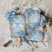 Invitation Blue Hydrangea Coastal Rope Wedding