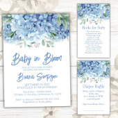 Invitation Bébé dans le Baby shower Bleu en fleurs Hydrangeas