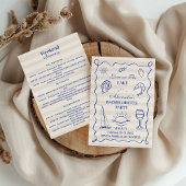 Invitation Blue Nautical Lake Bachelorette Party Itinerary