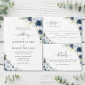 Invitation de mariage florale bleu marine (Personnalisez la collection de ce créateur indépendant.)