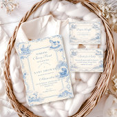 Invitation Blue Nursery Toile Baby Shower