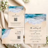 Invitations En Acrylique Blue Ocean Waves Plage tropicale Mariage