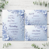 Dessous De Verre En Grès Fleurs Ornées Bleues avec Coaster en Grès Perlé (Personnalisez la collection de ce créateur indépendant.)