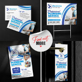 Prospectus 14 Cm X 21,6 Cm Service de plomberie bleu Réparation Plomber Entre