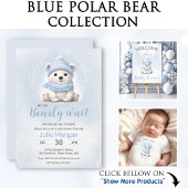 Sticker Rond We Can Bearly Wait Polar Bear Blue Baby Shower