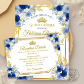 Sticker Rond Fleurs bleues et or