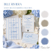 Invitation Mariage Monogramme Script Élégant Bleu Royal