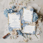 Invitation Blue Rose Coastal Rope Wedding