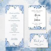 Blauwe Rozen Dank u bruiloft platte kaart