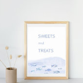 Sticker Rond 2e anniversaire bleu mer poisson mignon merci