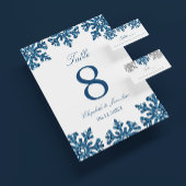 Numéro De Table Mariage d'hiver flocon de neige bleu