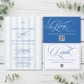 Faire-part de mariage à monogramme bleu et blanc (Personnalisez la collection de ce créateur indépendant.)