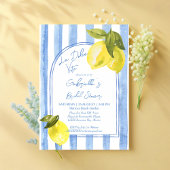 Carte De Remerciements Fil à la main bleu rayures citrons italien mariage