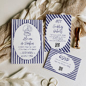 Invitation Mariage bleu marine peint à la main